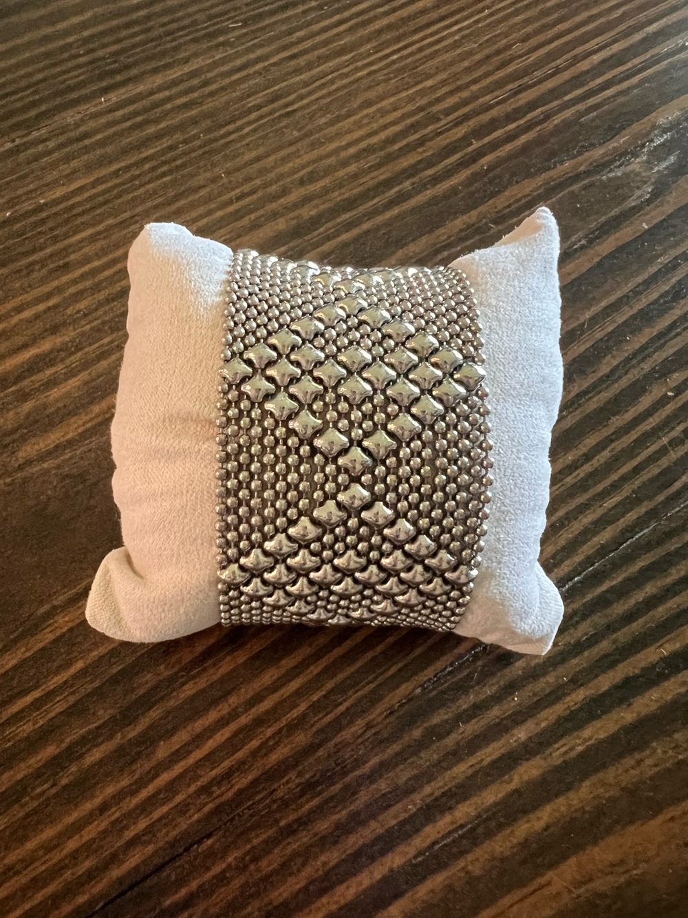 Sergio Gutierrez “Liquid Silver” Metal Mesh statement bracelet